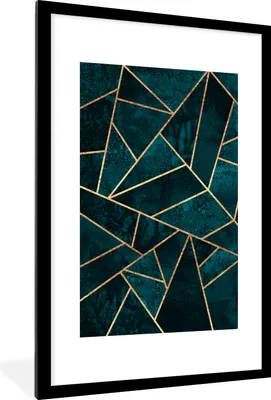 Produktbild von MuchoWow® Gerahmtes Poster Steine - Gold - Luxus - Muster - Abstrakt 60x90 cm - Poster mit Schwarzem Bilderrahmen Wandposter Rahmen Foto Bilder - Dekoration - Wandposter Wohnzimmer - Hochwertig