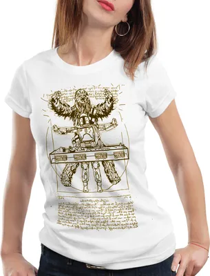 Produktbild von style3 Vitruvianischer Wookiee Damen T-Shirt boba mandalorian fett, Farbe:Weiß, Größe:M