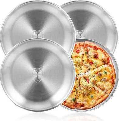 Produktbild von Famanu Set von Vier Unzerbrechlichen Runden Edelstahl-Tellern - 20 cm