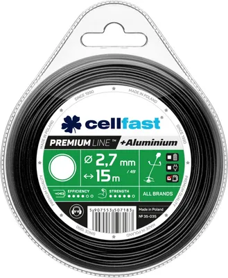 Obrázek produktu pro Prémiová struna do sekačky na trávu vyztužená hliníkovými částicemi - kulatý profil, 2,7 mm x 15 m - Cellfast