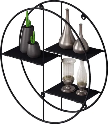 Produktbild von EUGAD rundes Wandregal, mit 3 Ablagen, Durchmesser 40 cm, Schwarz