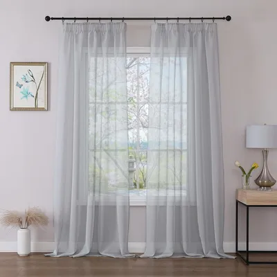 Voilegardinen 2er-Set 140x260 cm halbtransparent grau-blau