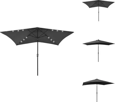 Immagine prodotto di vidaXL Ombrellone con LED e palo in acciaio antracite 2x3 m - Ombrelloni e tende da sole
