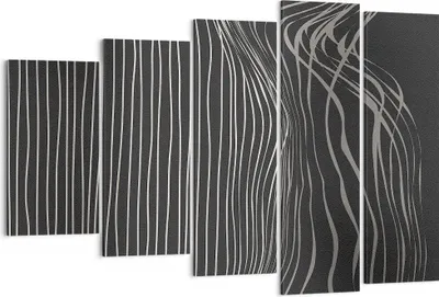 Produktbild von Bild auf Leinwand - Leinwandbild - 5 Teile - Abstraktion Streifen Schwarz und Weiß - 150x100cm Wand Bild Wanddeko Wandbilder Leinwanddruck Bilder Wanddekoration Leinwand bilder EG150x100-4152