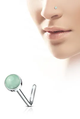Produktbild von Nasenpiercing Nasenstecker mit Stein grüne Jade