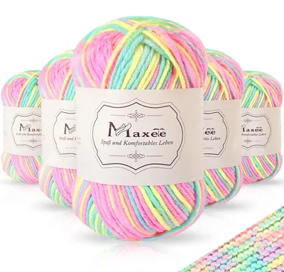 Produktbild von Handstrickgarn Farbverlauf 5x50g Acrylgarn zum Stricken Häkeln Mehrfarbig 250g