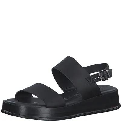 Produktbild von Tamaris Damen Sandale Leder Sandalette breite Riemen Plateau 1-28238-20, Größe:38 EU, Farbe:Schwarz