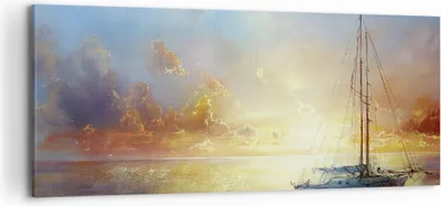Produktbild von Bild auf Leinwand - Leinwandbild - Einteilig - Segelboot Westen die Sonne - 120x50cm - Wand Bild - Wanddeko - Wandbilder - Leinwanddruck - Bilder - Wanddekoration - Leinwand bilder - AB120x50-4145