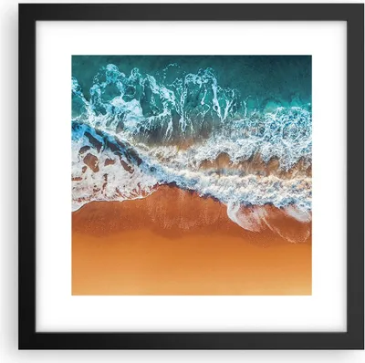Produktbild von Gerahmtes Poster - Schwarzer Rahmen - Sand Wasser Strand - 30x30 cm - Wand Bild - Wanddeko - Wandbilder - Kunstposter - Wandposter - Bilderrahmen - Bilder - Kunstdruck - P2BAC30x30-5021