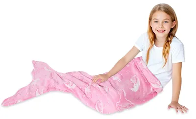 Obrázek produktu pro Svítící deka s motivem mořské víly pro děti, rozměry 140 x 50 cm
