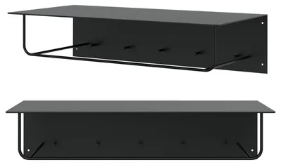 Produktbild von Wandgarderobe Ablage Garderobenstange Kleiderstange Haken schwarz 60cm