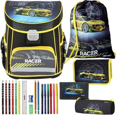 Produktbild von Spirit Schulranzen Set Vision Racer 11-teilig gefüllt schwarz