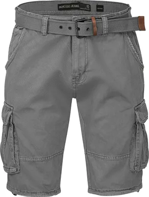 Produktbild von Indicode Kjeld Herren Cargoshorts mit 6 Taschen inkl. Stoffgürtel aus 100% Baumwolle | Kurze Hose Bermuda Sommer Herrenshorts Short Men Pants Cargohose kurz Sommerhose für Männer (3XL, Grey)