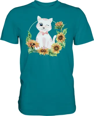 Produktbild von Katze Sonnenblumen Shirt Gärtner Kätzchen Garten Geschenk – Diva Blue / L