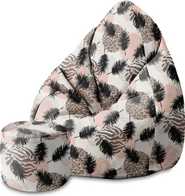Produktbild von Dreamroots Sitzsack 80x80x120cm Sitzsack mit Rückenlehne und Fußstütze und Bezug, Sitzsack, Sitzsack, Sitzpouffe,  Animal and Tropical Geometric