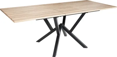 Produktbild von BELIANI Ausziehbarer Esstisch Hellbraun MDF Platte Eisen Beine Rechteckig Modernes Design Industrial Style Esszimmertisch