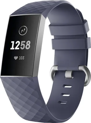 Produktbild von Für Fitbit Charge 3 / 4 weiches Armband Ersatzband Silikon Sport Watch Fitness ANTHRAZIT Ersatz Armbandgröße L