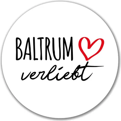 Produktbild von Huuraa Aufkleber Baltrum verliebt 10cm rund Sticker Geschenkidee