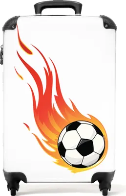Produktbild von NoBoringSuitcases.com® Koffer Handgepäck Trolley Rollkoffer Kleine Reisekoffer mit 4 Rollen - Fußball - Feuer - Illustration - Jungen - Kinder - Cabin Size < 55x40x23 cm & 55x40x20 cm - Fotokoffer - Kabinenkoffer - BoardgepäckHandgepäck Koffer 55x35x20 cm, 36L,