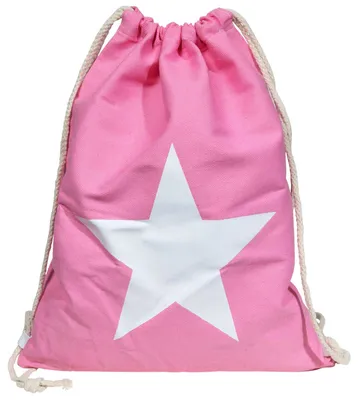 Produktbild von Turnbeutel Hipster Jutebeutel Sportbeutel Jute Rucksack Tasche Stern pink
