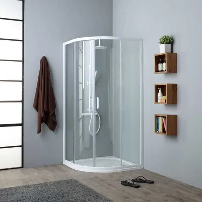 Produktbild von Duschkabine mit Eckeinstieg  und weißen Rahmen 80x80 cm | Venere