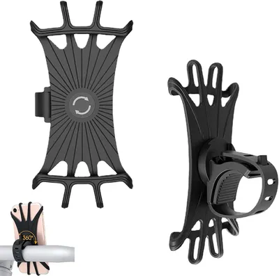 Zdjęcie produktu dla Uchwyt na telefon do roweru, 360° obrot, silikonowy pasek, amortyzujący wstrząsy, do roweru i skutera