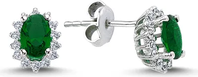 Produktbild von Entourage Diamant Oval Smaragd Ohrringe 14 Karat Weißgold