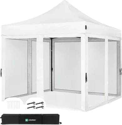 Produktbild von VONROC Pavillon 3x3m wasserdicht stabil - Partyzelt EasyUp System [3Min Aufbau] Popup Faltpavillon modular erweiterbar als Festival Zelt, Gartenpavillon