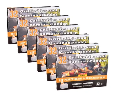 Produktbild von 6x Kohleanzünder 32er-Pack Ofenanzünder Grillanzünder Kaminanzünder Anzünder