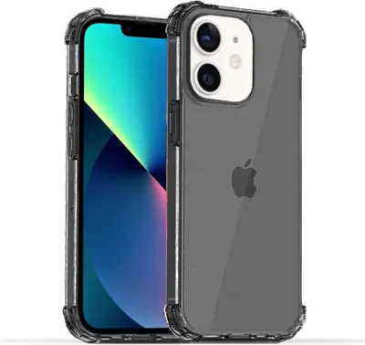 Produktbild von Smartphonica iPhone 12 Mini transparente stoßfeste Silikonhülle mit Bumper - Schwarz