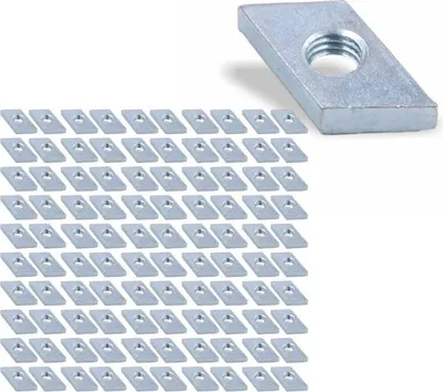 Produktbild von 100x Nutenstein | Gewindeplatte Rhombus 19x13x5 mm M8 Gewinde Winkel 30° | Stahl verzinkt