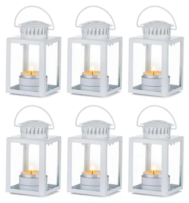 Zdjęcie produktu dla Świecznik szklany wiszący - Zestaw 6 szt. - 10,1 cm - Lampion na świeczkę tealight