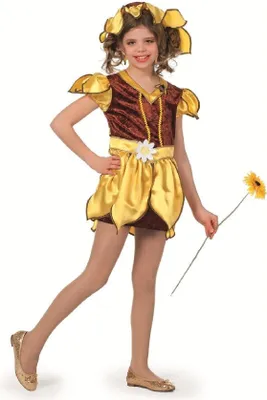 Produktbild von W3728-140-A gelb-braun Kinder Mädchen Sonnenblumenkleid Märchenkostüm Gr.140