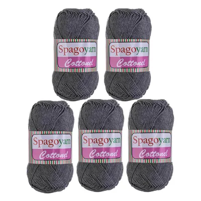 Produktbild von Strickgarn Baumwolleel Uni 5 x 100g Häkelgarn Strickwolle Handstrickgarn Farbwahl, Farbe:mausgrau