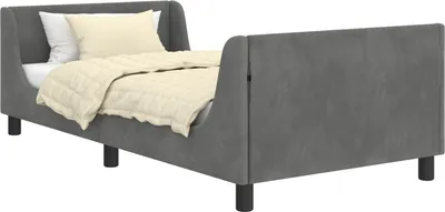 Produktbild von vidaXL Kinderbettgestell mit Kopfteil Dunkelgrau 90 x 200 cm Samt