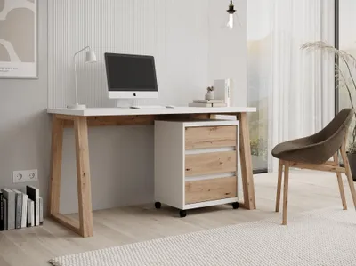 Obrázek produktu pro Psací stůl se šuplíky EABRIS - bílý / dub artisan