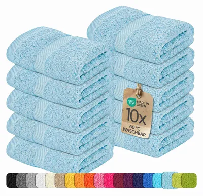 Produktbild von etérea Carli Frottier 100% Baumwolle 500 g/m² – 10er Set Gästetücher Hellblau 30x50 cm