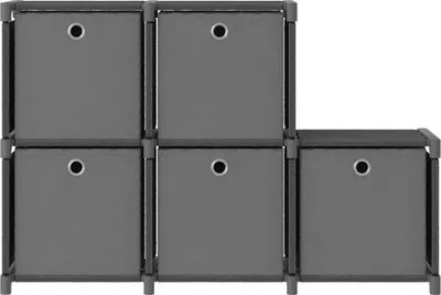 Obrázek produktu pro vidaXL Kostkový regál s boxy 5 přihrádek šedý 103x30x72,5 cm látka