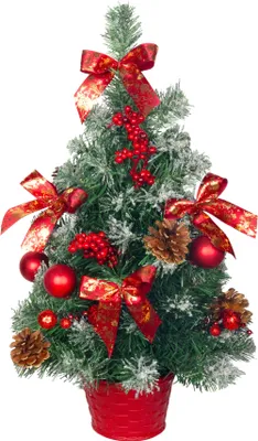 Productafbeelding van Kerstboompje MagicHome Kerst, versierd, besneeuwd, rood, 50 cm