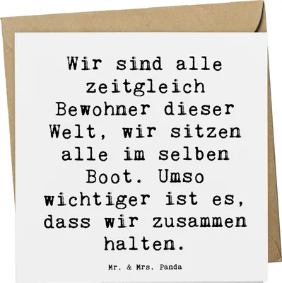 Produktbild von Mr. & Mrs. Panda Glückwunschkarte Spruch Freundlichkeiten verbreiten - Weiß - Geschenk, anlasskarte, Lebensfreude, doppelkarte, positive Botschaft, Zusammenhalt, Harmonie