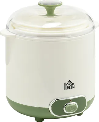 Produktbild von HOMCOM Joghurtbereiter, 20 W, 1,5 l, Joghurtmaschine zur Herstellung von griechischem Joghurt, mit Filterleistungsanzeige und PTC-Konstanttemperaturheizung, 19,5 x 17,5 x 21,4 cm, Weiß