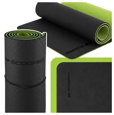 Produktbild von Gymnastikmatte Trainingsmatte für Pilates Yoga Fitness Stretching dick 10mm 183*61cm rutschfest Yogamatte Grün Schwarz