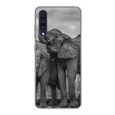 Produktbild von MuchoWow® Handyhülle Schutzhülle Hülle für Samsung Galaxy A30s Elefant - Tiere - Wasser - Schwarz und weiß Silikon Softcase Handy Hülle - Karteninhaber