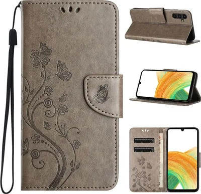 Produktbild von König Design Hülle kompatibel mit Kunstleder Handyhülle - Handy Case Grau