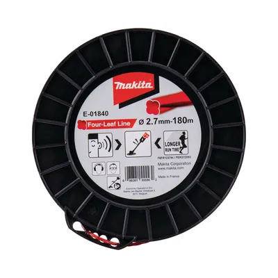 Produktbild von Makita Mähfaden Four-Leaf, Bürstenschneider-Linie, Rot, 180 m, 1 Stück(e)