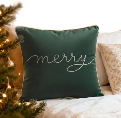 Produktbild von Weihnachtskissenbezug Velvet Dekorativ 45X45 Grün Silber Merry
