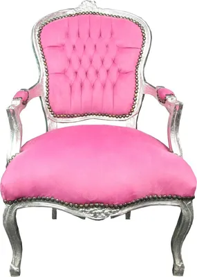 Produktbild von Casa Padrino Barock Salon Stuhl Rosa / Silber - Barock Antik Stil Möbel