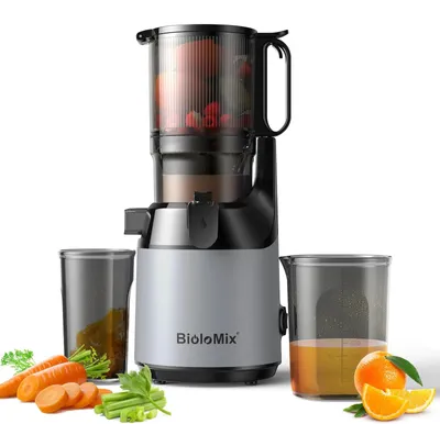 Image de Extracteur de jus à vis Koude, avec un large tube d'alimentation pour les fruits et légumes entiers - Sans BPA