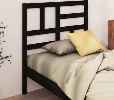 Produktbild von The Living Store Bett-Kopfteil Schwarz 81x4x104 cm Massivholz Kiefer