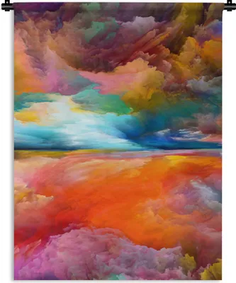 Produktbild von MuchoWow® Wandteppich Wandbehang Gemälde - Ölgemälde - Abstrakt - Wolken 90x120 cm Tapisserie Dekoration Wandtuch - Wanddeko